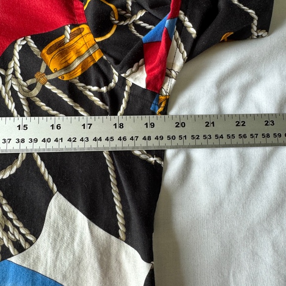 Lauren Ralph Lauren Nautical Sailing Flag Print Button Up Blouse Black Medium - Picture 11 of 15